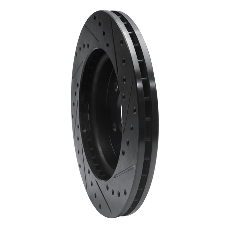Mercedes-Benz ML320 Brake Rotor (1) - Front Left - R1 Concepts - Drilled & Slotted - Black - `98-`05
